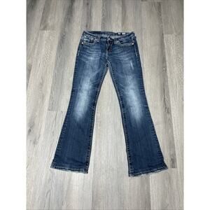 Miss Me Y2K Era Women's Boot Cut Dark Wash Distressed Denim Jeans 28